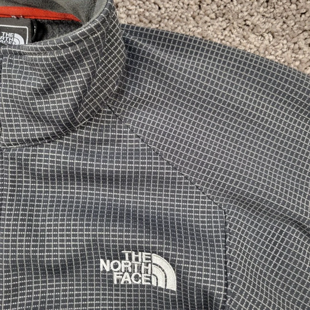 The North Face Summit Series Mens M Grey Orange Grid Fleece Jacket S11‎ AQCM